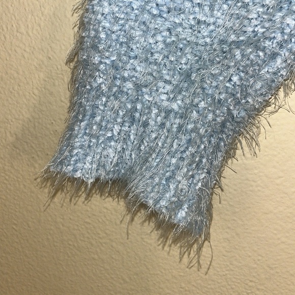 Altar’d State Baby Blue Fuzzy Sweater Side Slits SUPER SOFT! M/L - Picture 2 of 8